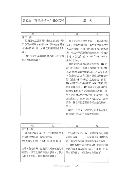 第四章 獲得新領土之慣例探討